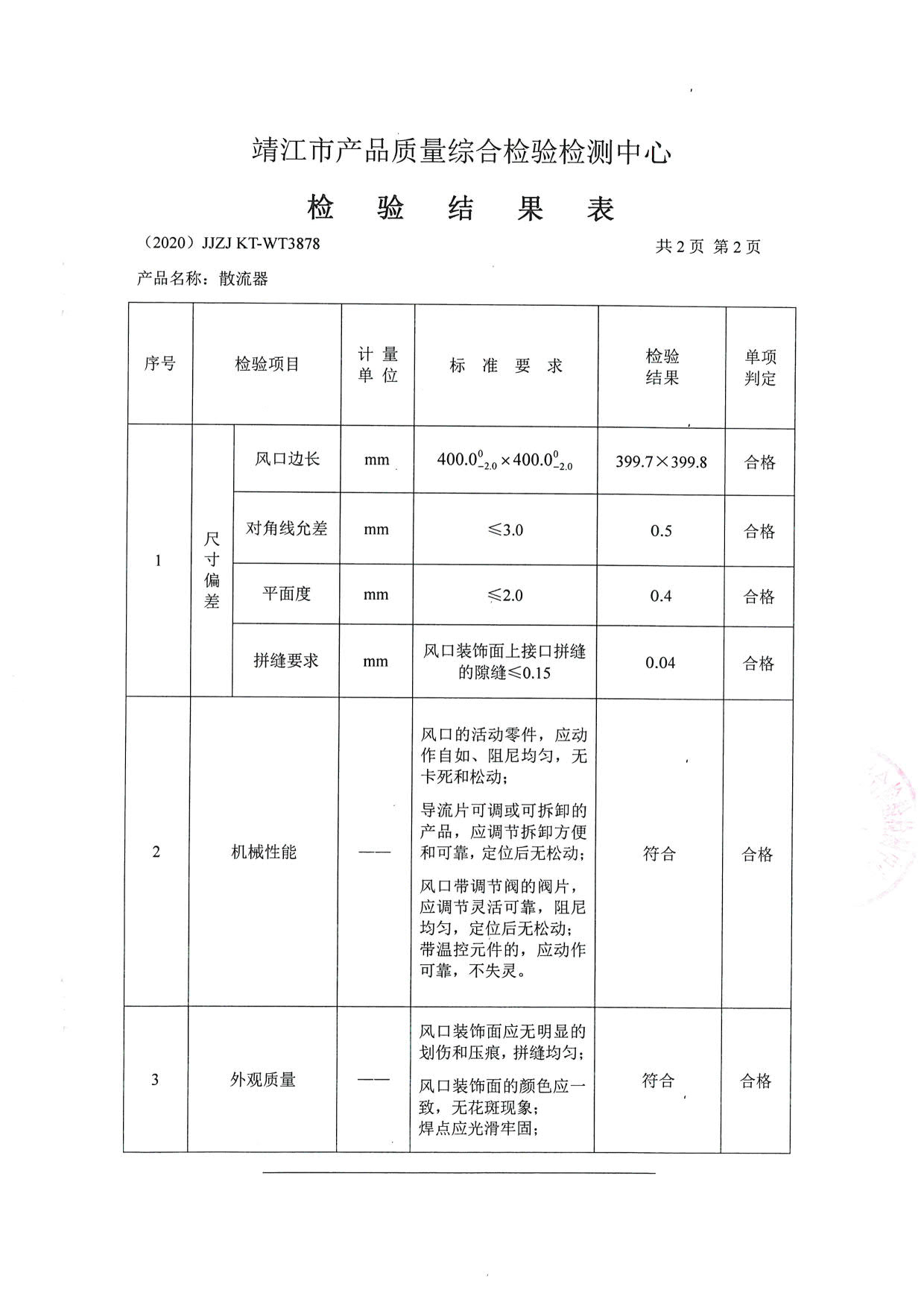 散流器檢驗報告3