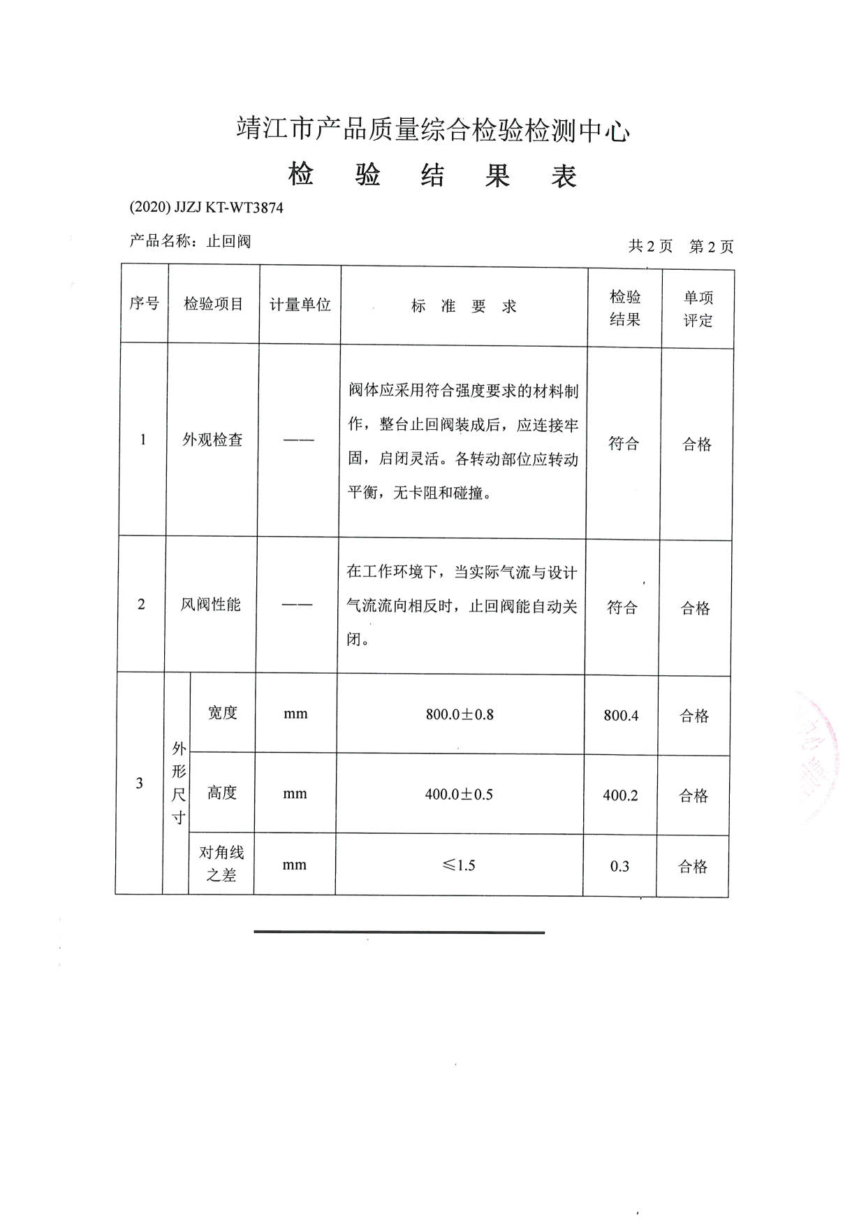 止回閥檢驗報告3